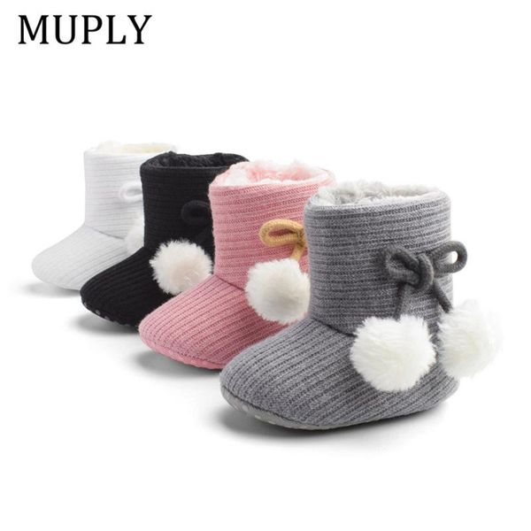 

new winter super warm newborn baby girls first walkers shoes infant toddler soft soled anti-slip boots booties, Black;grey