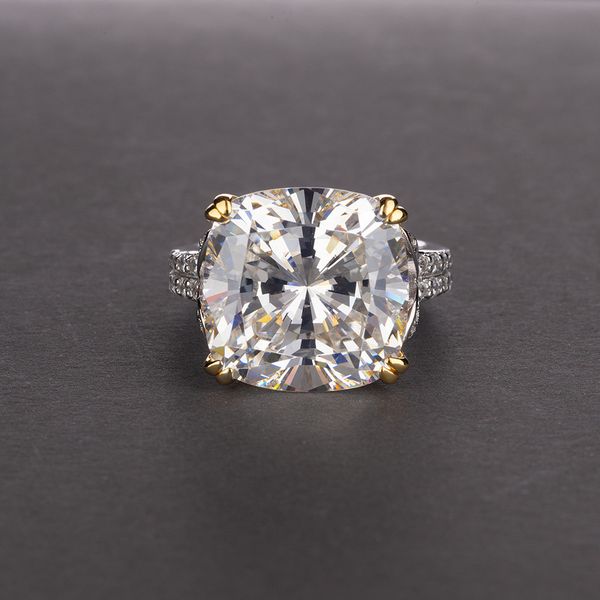 

pansysen charms 14*14mm natural citrine rings for women 100% genuine 925 sterling silver jewelry engagement anniversary ring mx200528, Slivery;golden