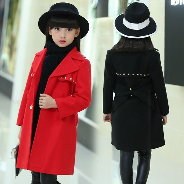 

девочки wool coat детские зимние куртки детский зимний комбинезон для девушки long шерстяные пальто толстые девушки шинели 4-16y хлопок дети, Camo