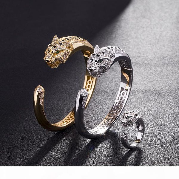 

leopard bracelets for women 18k gold plated hiphop jewelry bling cubic zirconia wedding bangle brand designer bracelet ing, Black