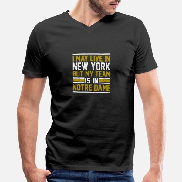 

live in new york my team is in notre dame t shirt men print short sleeve plus size 3xl clothes cute authentic summer natural shirt