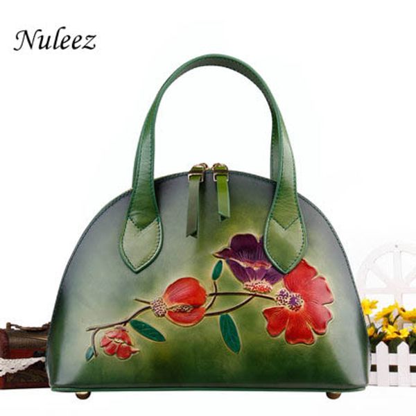 

nuleez genuine cowhide hand carved 3d floral handbag women big capacity tote-bag chinese national style 2020
