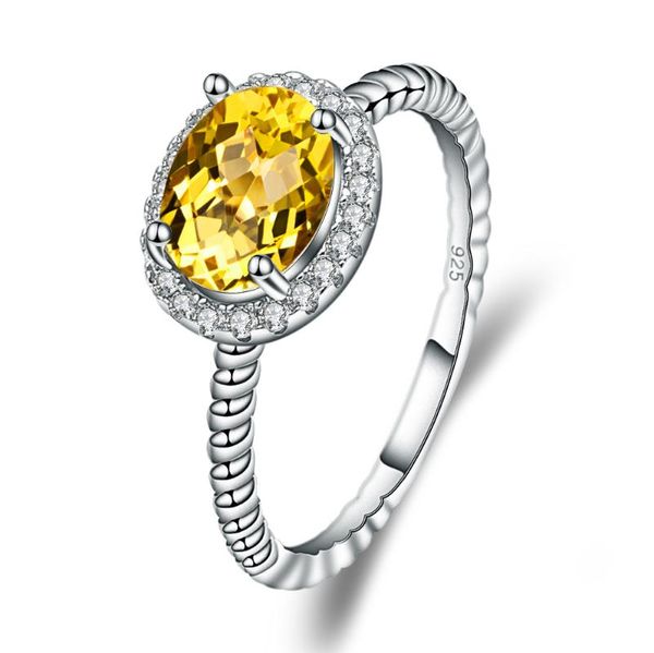 

gem's ballet 1.30ct oval natural citrine gemstone rope band ring for women finger rings 925 sterling silver fine jewelry, Golden;silver