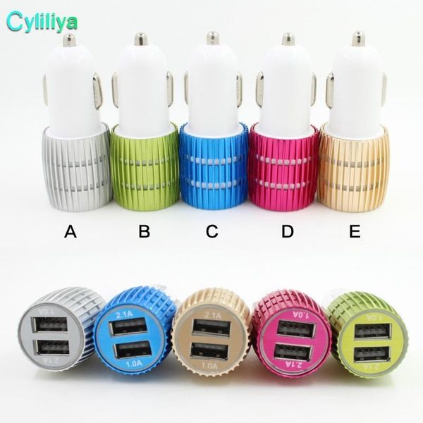 

cgjxs colorful led car charger 2 ports cigarette port 5v 2 .1a micro auto power adapter dual usb for phone 7 plus samsung s7