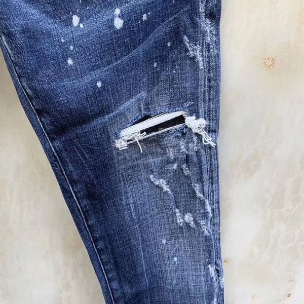 

hk09872 fashion men's jeans 2020 runway luxury european design party style men's clothing, Blue