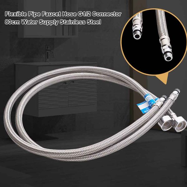 

flexible pipe faucet hose g1/2 connector 80cm water supply stainless steel