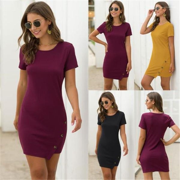 

fashion casual o neck short sleeve solid color dresses new arrival womens dresses 20ss women designer dresses, Black;gray