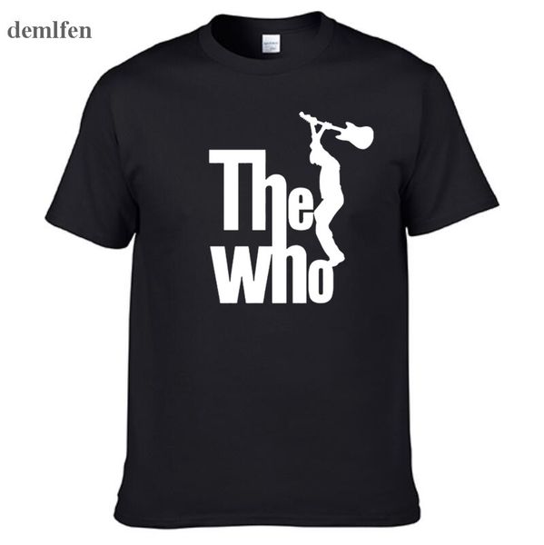 

fashion retro men women the who t shirt music with guitar printed cotton short sleeve o-neck shirts hip hop punk brand tees