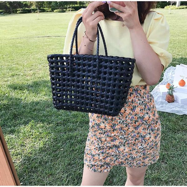 

women 2020 summer classic vintage shoulder bags female hollowout handmade weave beach handbag ladies casual shopping totes bags