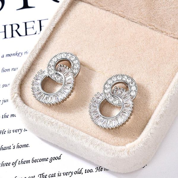

dangle & chandelier korean circle crystal earrings for women personality earring wedding jewelry drop 2021 fashion, Silver