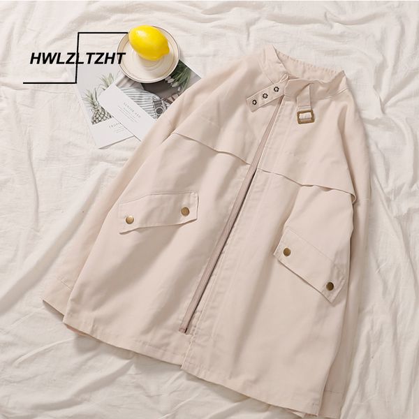 

2020 women jacket coats casual windbreaker pockets women's overalls bomber jacket hip hop streetwear boyfriend outwear, Black;brown