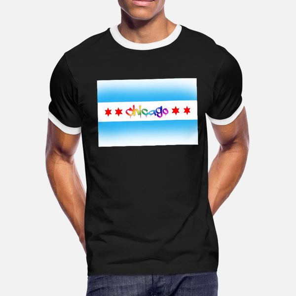 

chicago lgbtq pride flag t shirt men customize tee shirt o-neck kawaii crazy basic spring vintage shirt