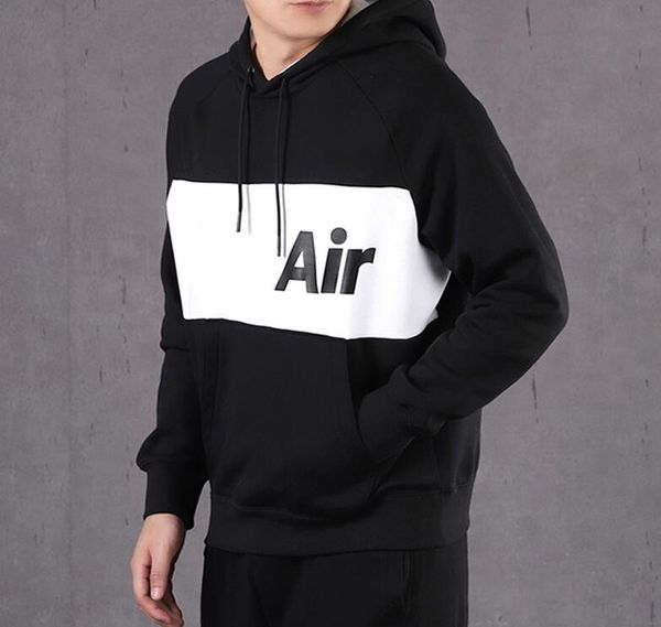 

2020 just new sports hoodies for men sweatshirts with letters embroidery autumn active streetwear hooded homme clothing 2 colors size s-2xl, Black