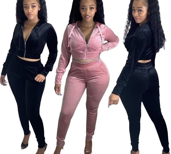 

women s clothing 2 piece set autumn and winter new korean velvet womens casual two piece set tracksuit plus size h85, Gray