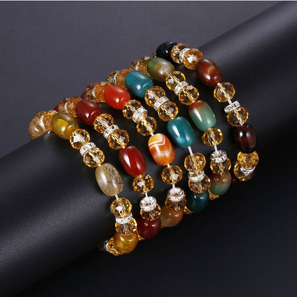 

elifashion новый корейский природный longan rhinestone браслет женщин мода кристалл старинное серебро цвет металл простой дикий браслет, Black