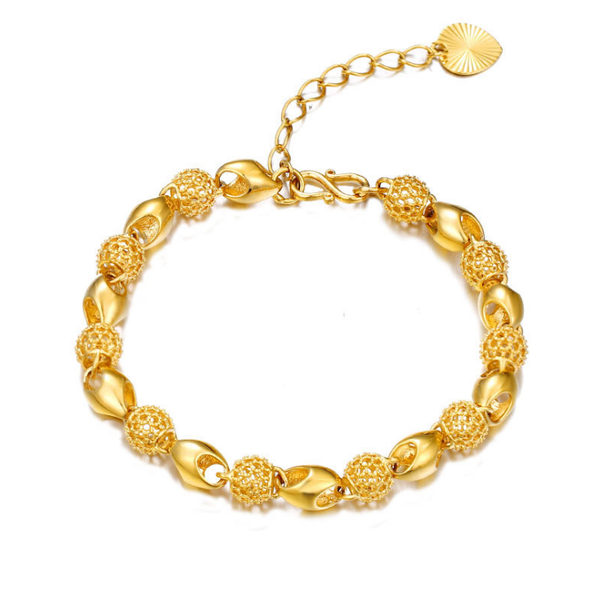 

bracelet for women/man 24k gold pulseira lover's engagement 21.5cm length chain copper gifts jewelry a30, Black