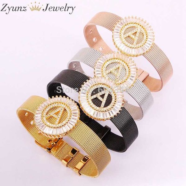 

5pcs zyz328-2517 cz письмо connecctors браслеты, прозрачный цирконий pave gold flat letter beads пояса вахты браслеты, Black