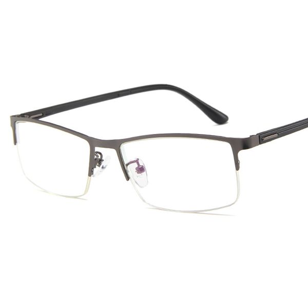 

fashion half frame trend retro glasses business metal men's personality flat mirror can be equipped with myopia frames, Black