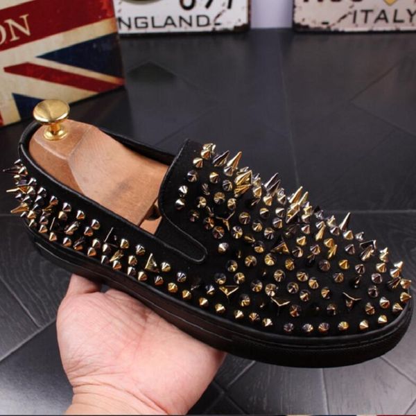 

men's casual shoe clown rivet cover foot design men one foot exercise loafers low-loafers a90, Black