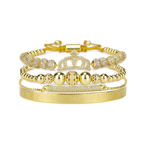 

luxury women bracelet stack queen crown beads cz stainless steel bangle adjustable womens bracelets & bangles for women jewelry, Golden;silver