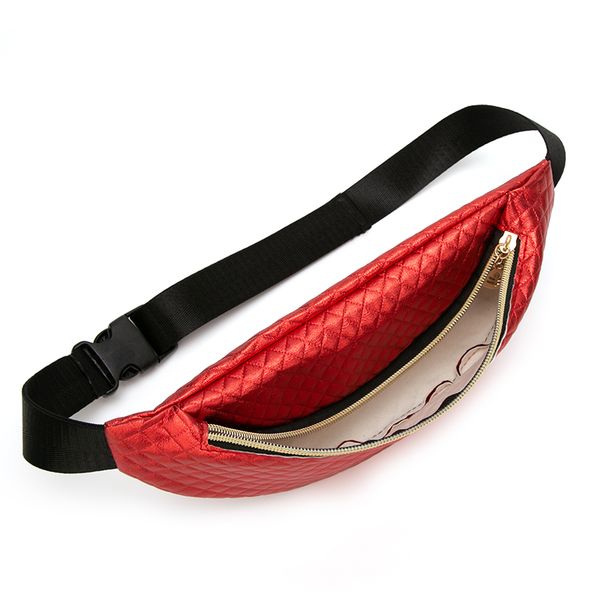 

women waists bag fashion cummerbunds pu leather laser zipper waist pouch waterproof sports running belt bag bum waist packs, Black;brown