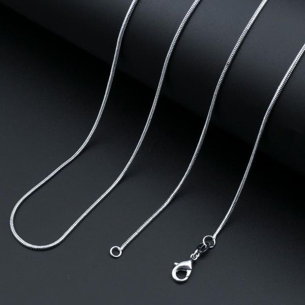 

5pcs stainless steel round snake chain necklace with lobster clasp men women jewelry necklace accessories findings 18 inches, Silver
