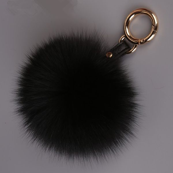 

luxury 13cm real fur pom pom keychain fur ball keyring women bag pendant handbag charm fluffy pendant key chains key holder, Silver