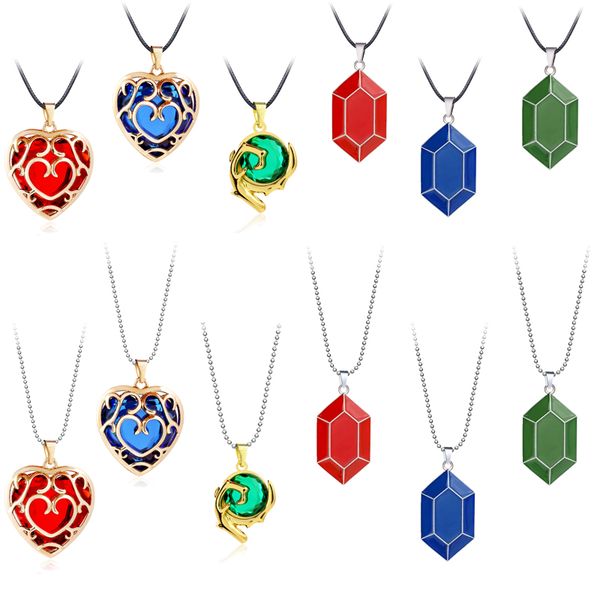 

game legend of zelda necklace breath wild eye crystal heart choker physical strength hp gold alloy pendant jewelry men koyle, Silver