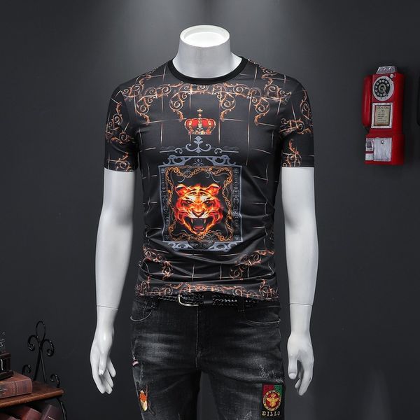 

designer fashion men's printing mercerized cotton short sleeves city half sleeves, White;black