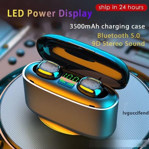 

new in 2020 3500mah led wireless bluetooth headset two touch control headphones waterproof noise reduction sports headphones