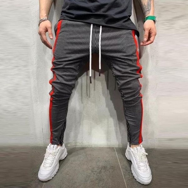 

men's pants men casual sport slim stripes trousers running sweatpants fashion style for asian size, Black