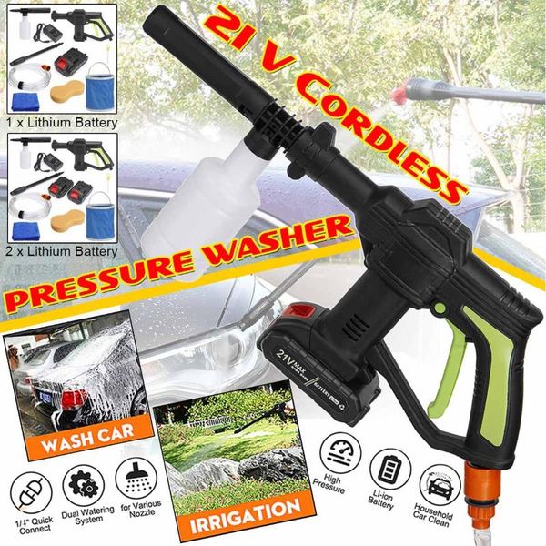 

21v portable cordless car washer machine high pressure cleaner electric water gun auto garden home cleaning tools with battery