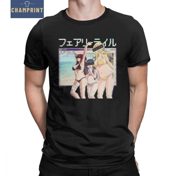 

fairy tail 's beach t-shirt men short sleeves hipster anime manga kawaii cute tee shirt cotton clothes black t shirt