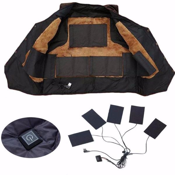 

1 set usb electric heated jacket heating pad outdoor themal warm winter heating vest pads for diy heated clothing, Gray;blue