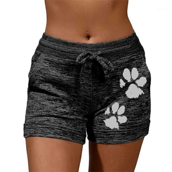 

cat paw pattern summer shorts casual natural color elastic waist shorts women clothes women shorts fashion, White;black