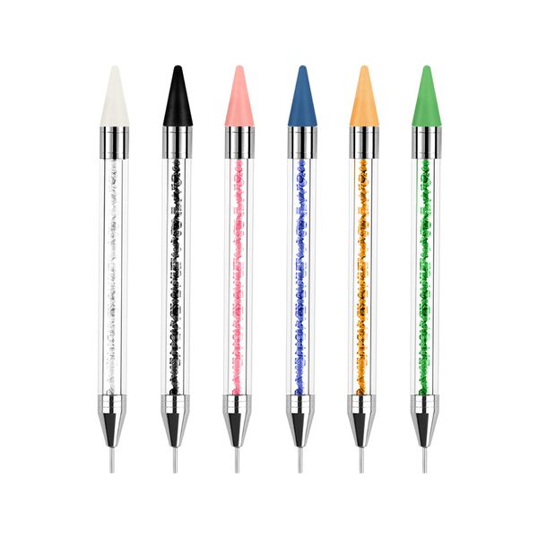 Tamax 1 Stück Dual-Ended Nail Dotting Pen Kristallperlen Griff Strass Nieten Picker Wachsstift Maniküre Glitzerpulver Nail Art Tools Beste Qualität