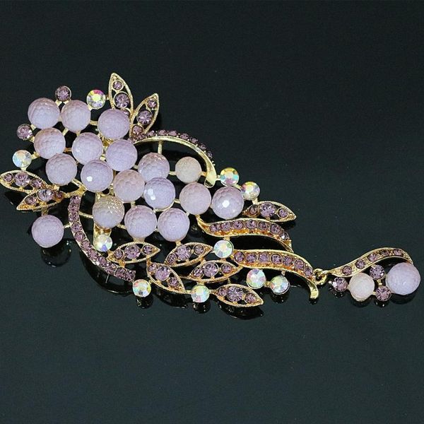 

multicolor korean long brooch flower butterfly rhinestone gold-color pins jewelry b1247, Gray