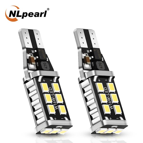 

nlpearl 2x 12v car signal lamp t15 led canbus bulbs 2835 15smd w16w led 912 921 auto backup light reverse lamp white red yellow