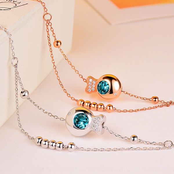 

Zirconium inlaid small fish simple beach s925 silver sweet hipster female chain accessory foot chain student Fashion foot accessories 4uSzg