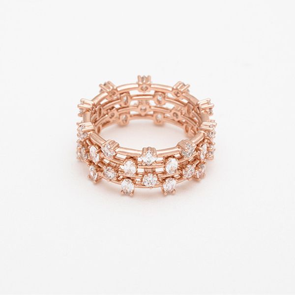 

shih 1:1 new star beauty star beauty fashion ring can be stacked ring female four-ring designer ring, Silver