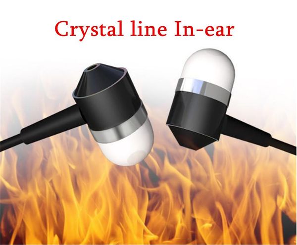 

cgjxscolorful 100 pcs color crystal line earphones computer phone generic subwoofer wire control with microphone ear plugs dhl free