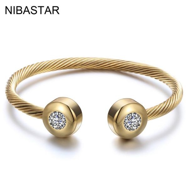 

wholeale gold-color open bangle titanium steel cable mesh wire clear crystal bracelets bangles for women, Black
