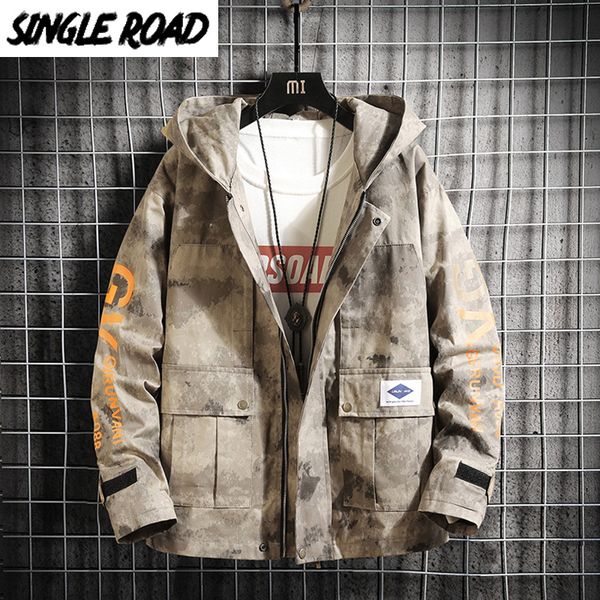 

singleroad mens hooded jacket men 2020 camouflage windbreakers coat korean style hip hop japanese streetwear jackets for men, Black;brown