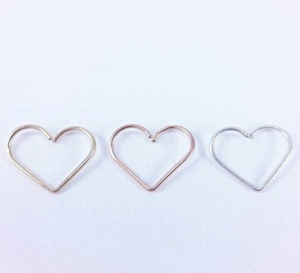 

wholesale helix earring open heart cartilage rook love heart stud earring jewelry accessories earring for01, Golden;silver