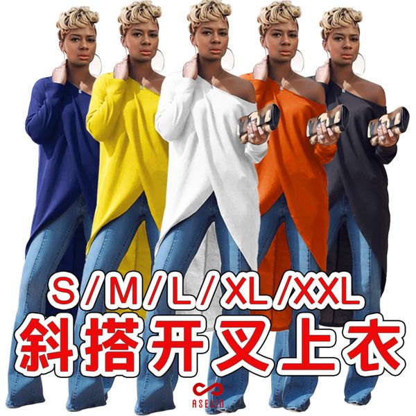 

european and american womens irregular diagonal round neck short long back cotton dress, White;black