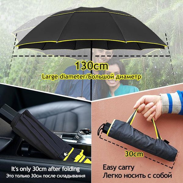 

women paraguas wind umbrellas men double folding rain automatic non family umbrella 130cm business travel resistant large strong oabxk