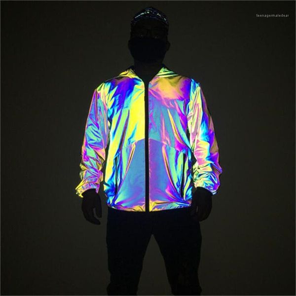 

hooded outerwear long sleeve mens designer reflection clothes with pockets mens contrast color jackets spring autumn zipper, Black;brown