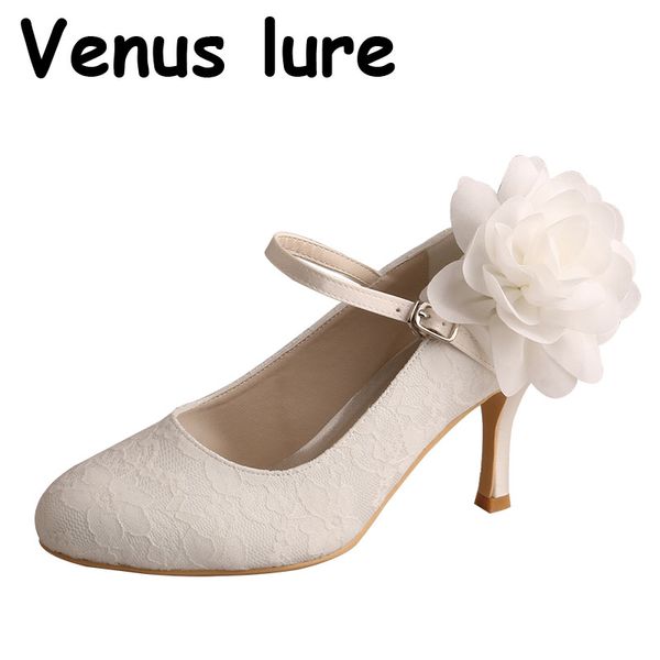 

customized color mary jane lace shoes wedding women bride flower pumps, Black
