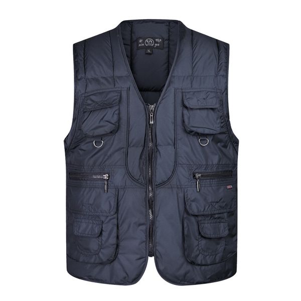 

men's vests big size xl-4xl men solid jacket male designed blue black cotton vest winter warm tactical multi-pocket waistcoat, Black;white