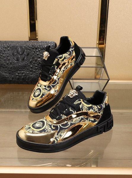 

2021r spring and summer new men 's brand leather fashion casual shoes low to help sneakers ,a full set of original shoe box 38 -45, Black